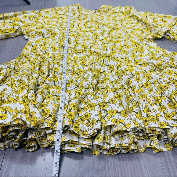 Rhode Resort Ella Yellow Floral Print Cotton Poplin Mini Dress M Boho No Belt - Picture 14 of 14